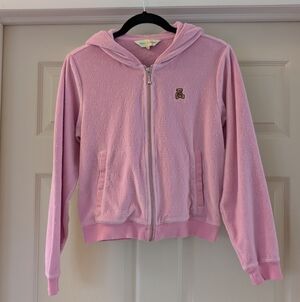 Teddy Fresh Embossed Bear Pink Zip Hoodie